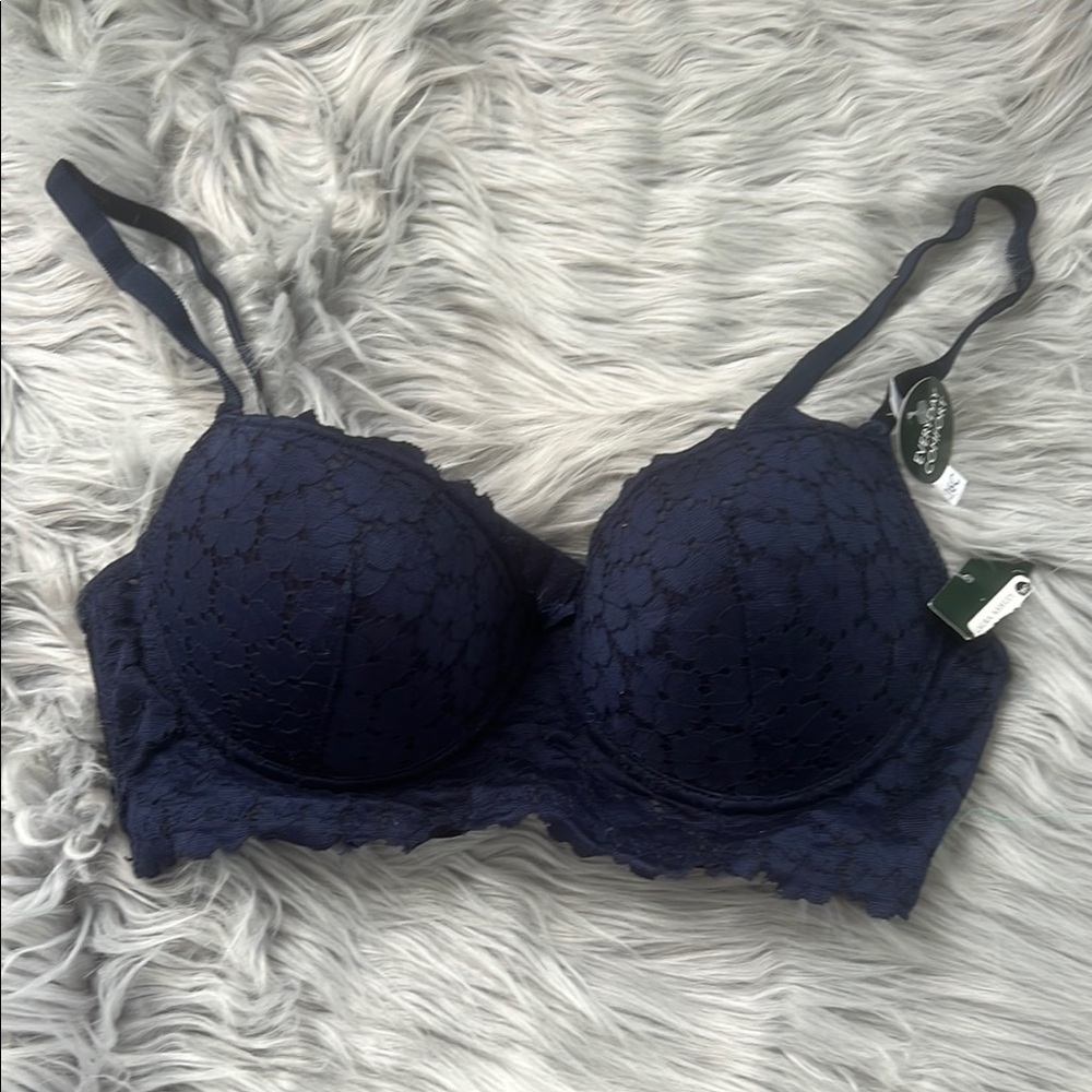NWT Laura Ashley navy floral lace Bra everyday comfort sz 36C